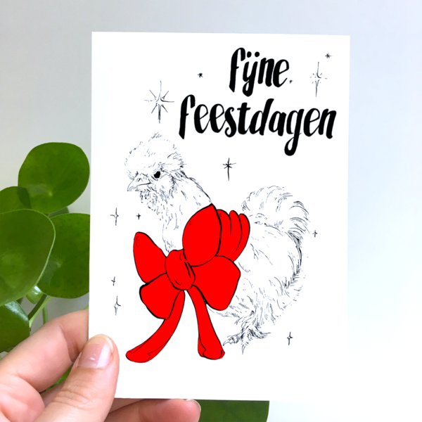 christmas silk grouse bunny illustration card katjafred kerst illustratie inkt and pen